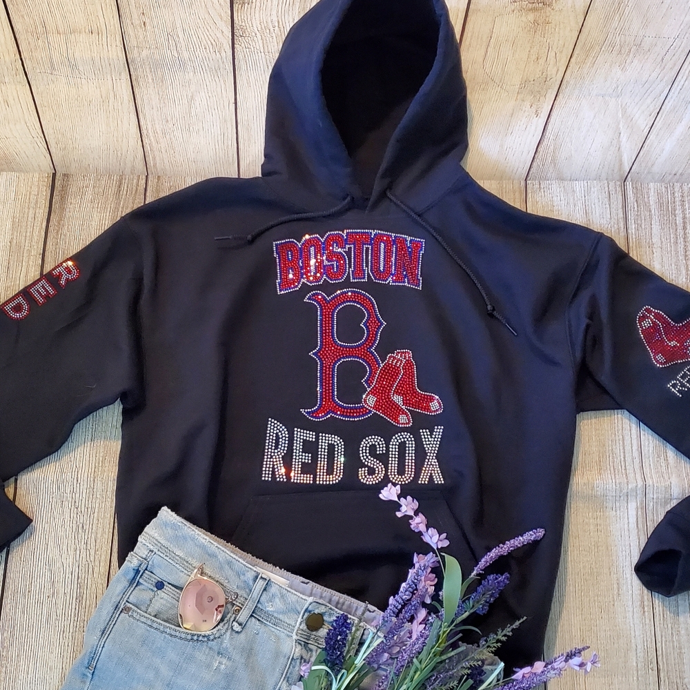 New Boston Red Sox Rhinestone Bling Hoodie Small thru XL